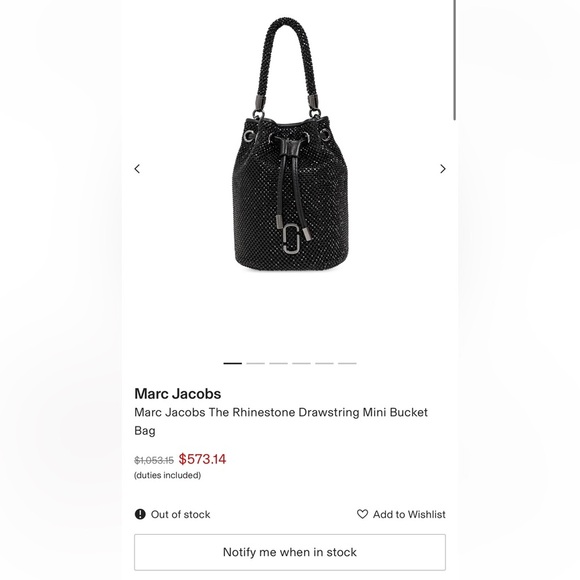 NWT Marc Jacobs The Rhinestone Drawstring Mini Bucket
Bag - Picture 2 of 14